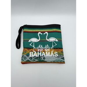 Bahamas‎ Souvenir Coin Purse Wallet Wristlet Flamingo Print Colorful Woven